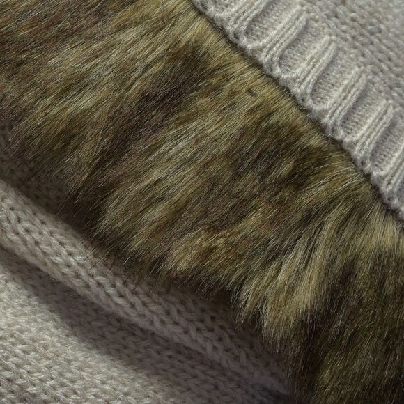 Cardigan Faux Fur Sleeveless Off White Large - Picture 5 of 5